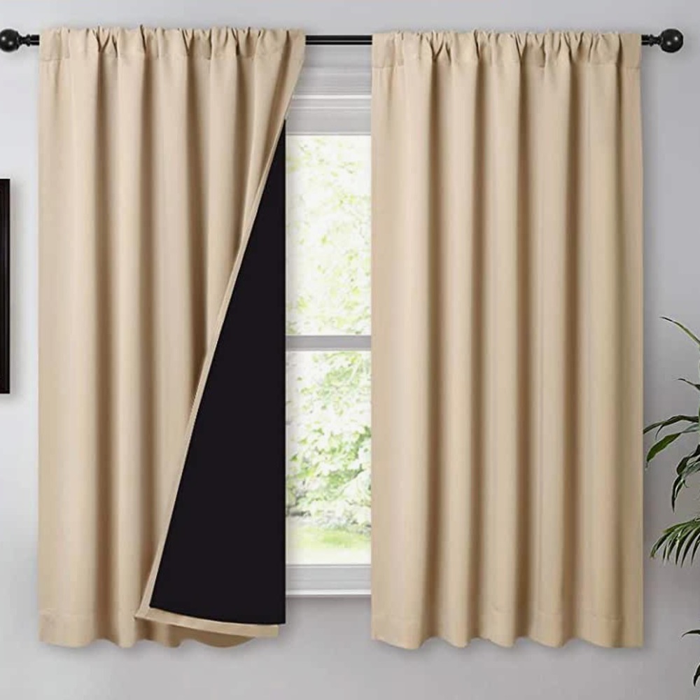 Durable Full Blackout Curtain Biscotti Beige 52 x 54” 2 panels